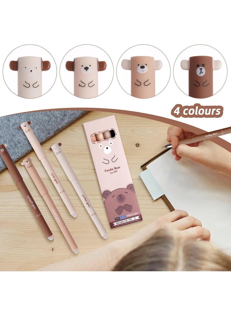 سيوسي Erasable Gel Pens Set, Fine Tip Blue Ink Pens with Bear Design, Smooth Writing & Friction Erasable for Students, Office Work, Sketching, Note-Taking, Cute Bear Theme(0.5mm, 8-Pack) - Image 4